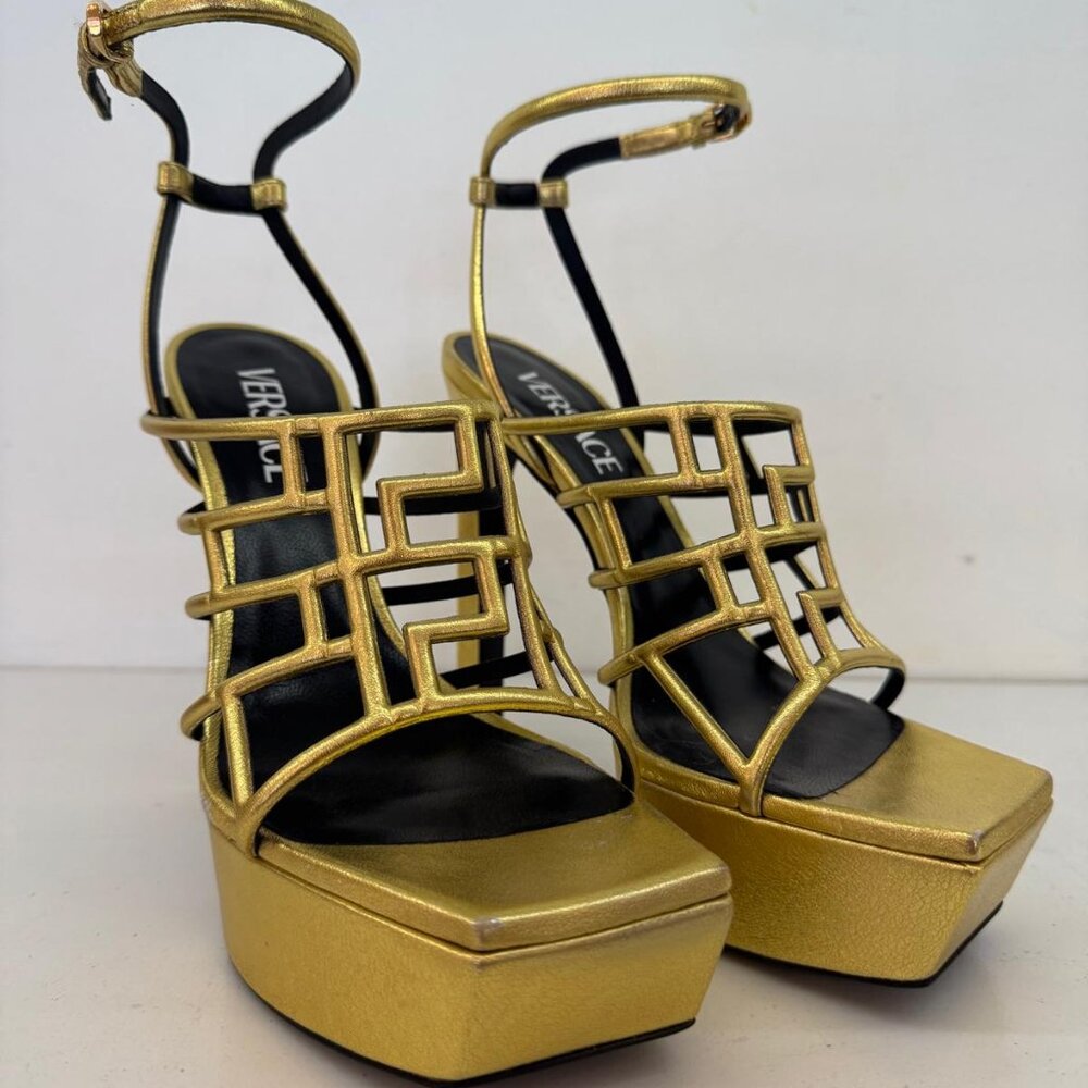 VERSACE Gold Greca Maze Sandal